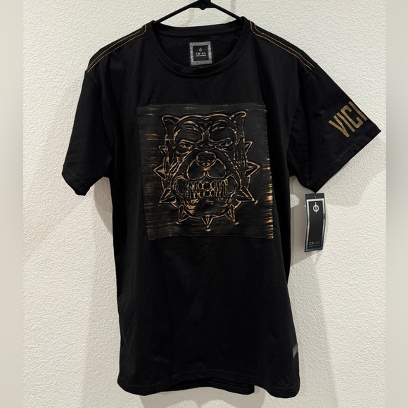 CR-24 Other - NWT CR-24 Chrome Edge Black 3D Bulldog Viscous Black Metallic Gold Shirt Medium